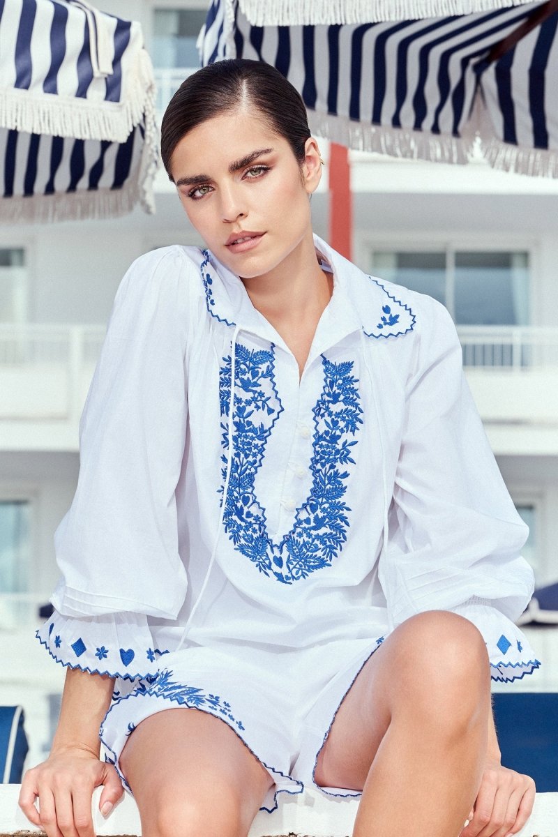 Bestickte Bluse mit Bindekragen-Rich & Royal