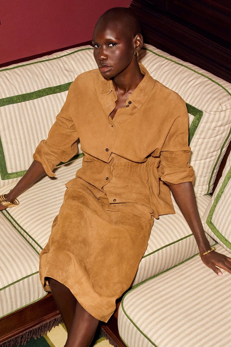 Cognacfarbener Veloursrock-Rich & Royal