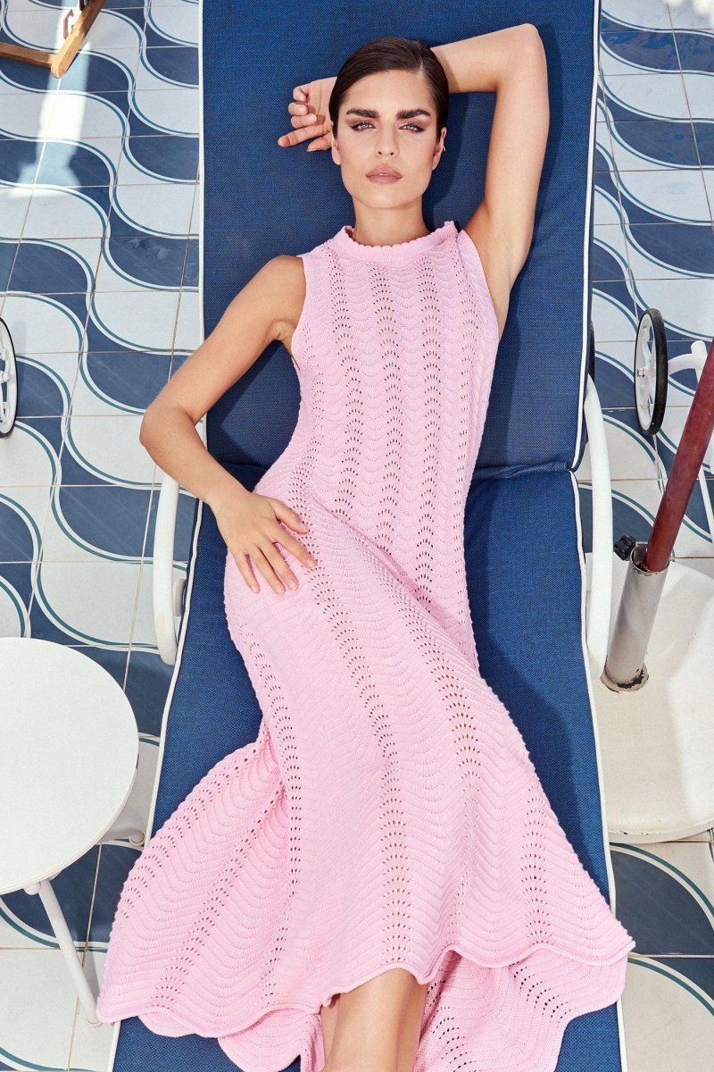Ärmelloses Strickkleid mit Ajourmuster-Rich & Royal