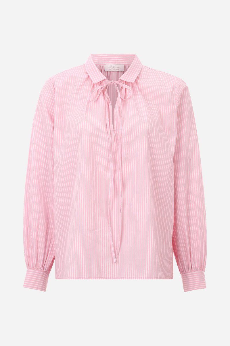 Gestreifte Bluse mit Bindekragen-Rich & Royal