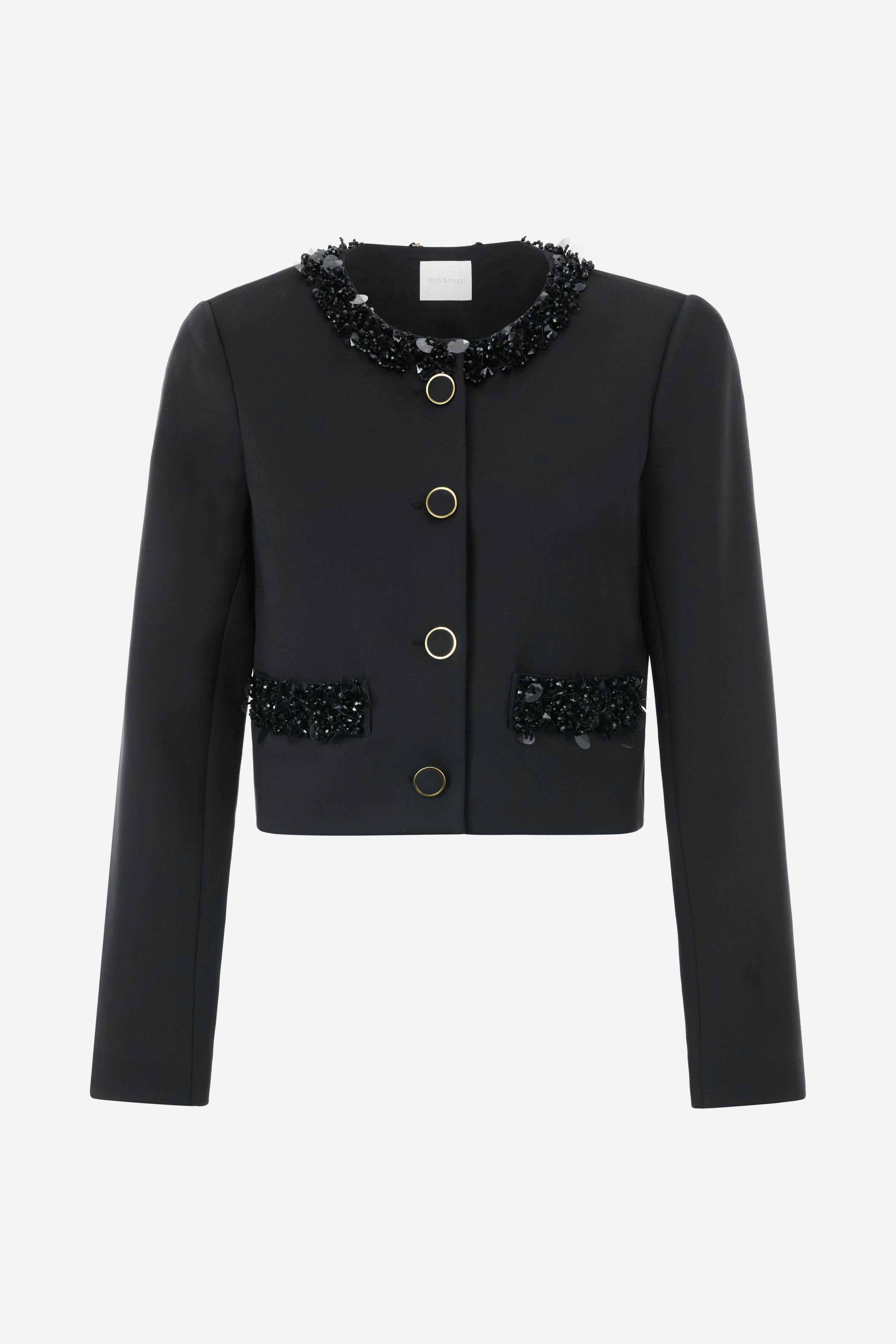 Kurze Jacke mit Paillettenverzierung-Rich & Royal