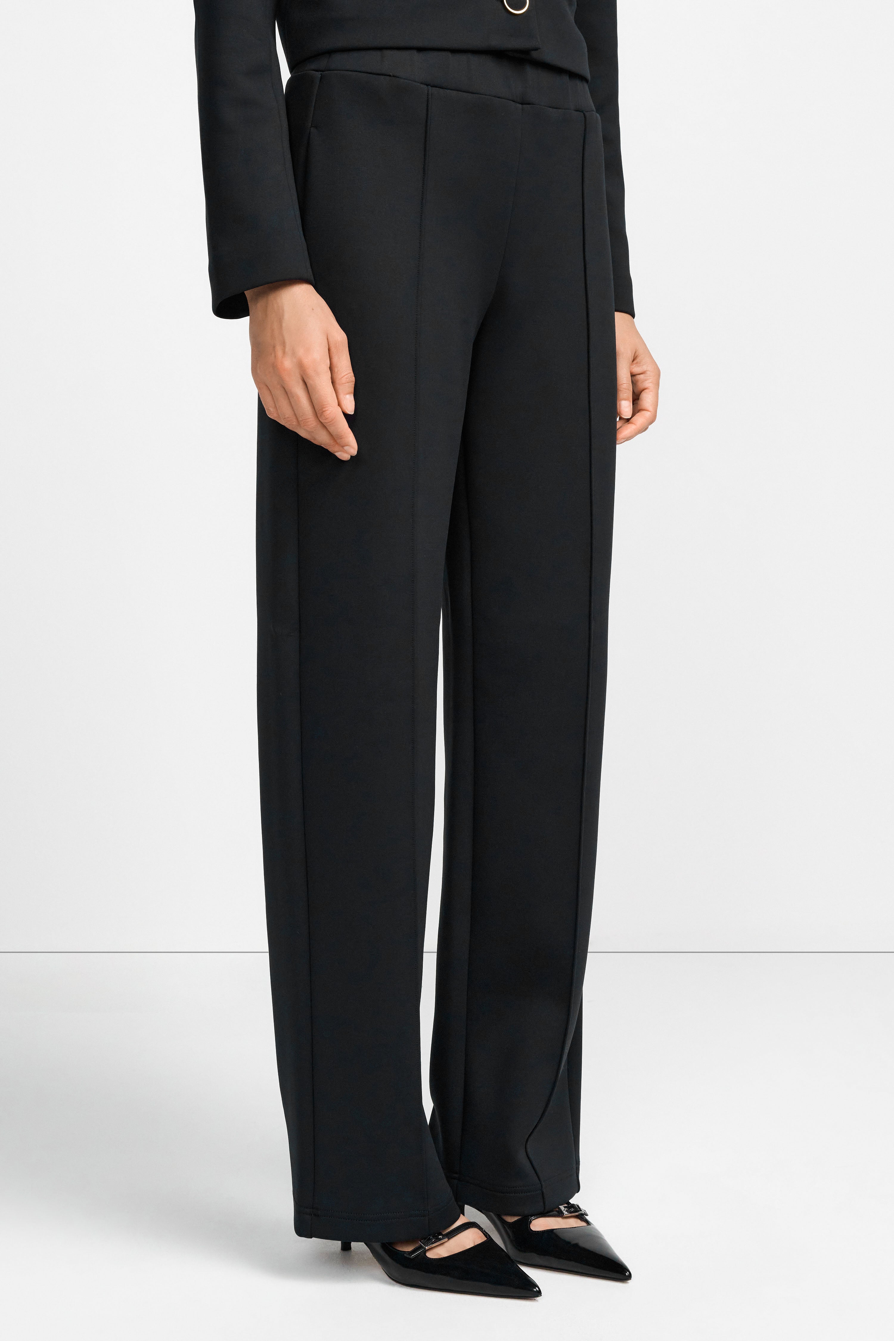 Schwarze Stoffhose mit Paspelnaht-Rich & Royal