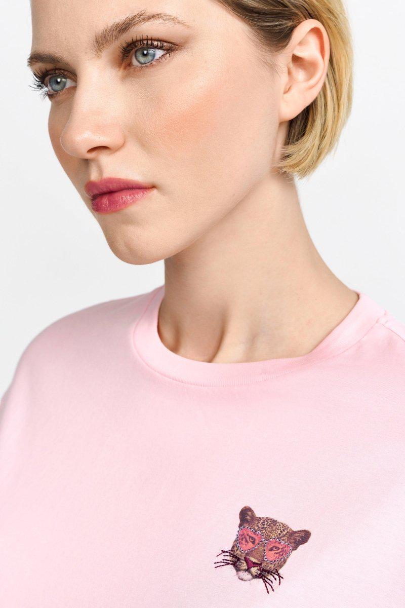 T-Shirt mit Leopard-Print und Strassdetails-Rich & Royal