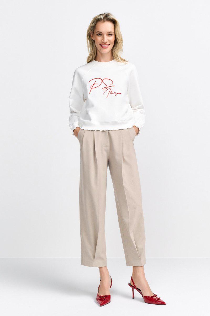 Weißer Sweatpullover mit Schriftzug-Rich & Royal