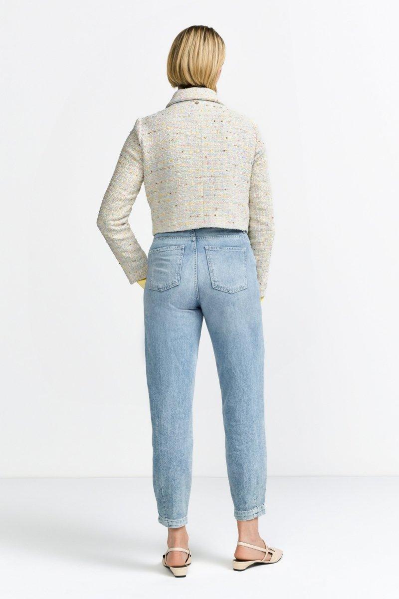 Kurze Bouclé-Jacke in Pastellgrün-Rich & Royal