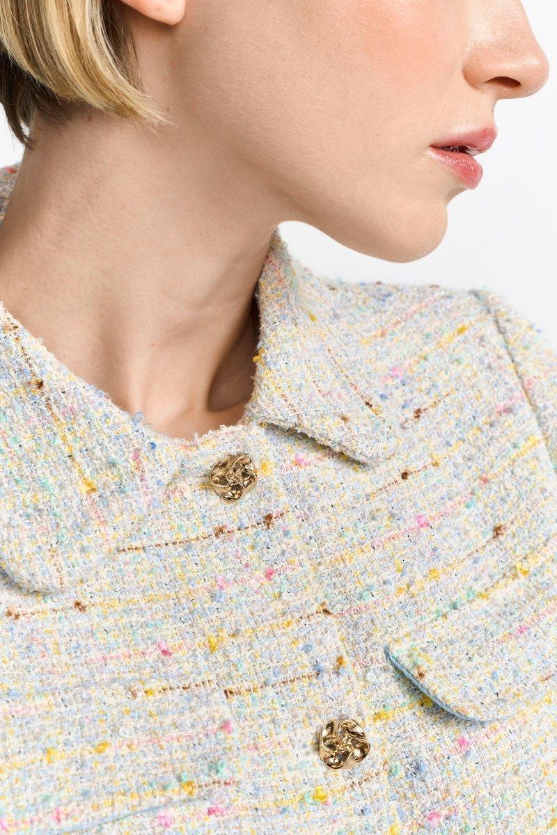 Kurze Bouclé-Jacke in Pastellgrün-Rich & Royal