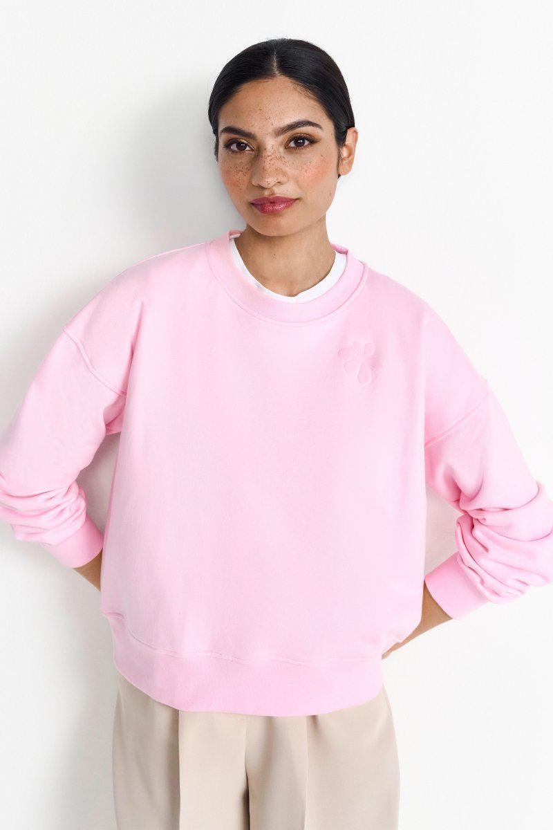 Sweater mit Blütenapplikation-Rich & Royal