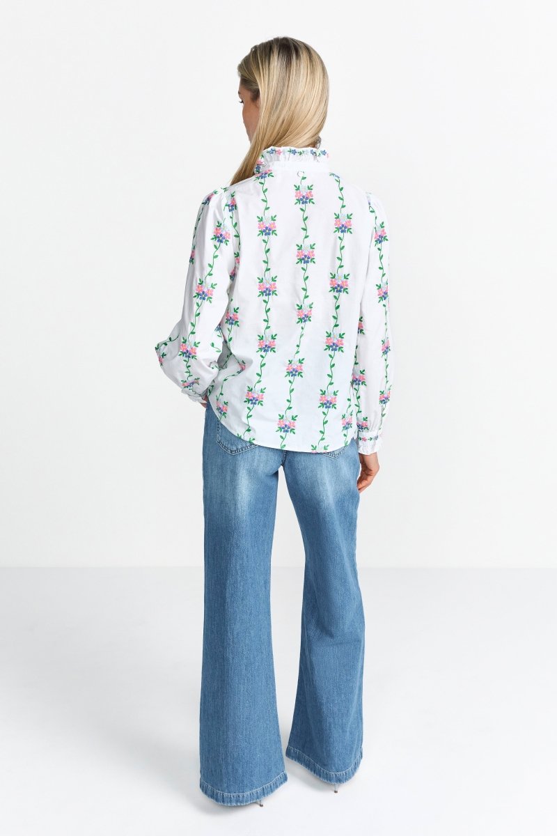 Weiße Bluse mit Blumenstickerei-Rich & Royal