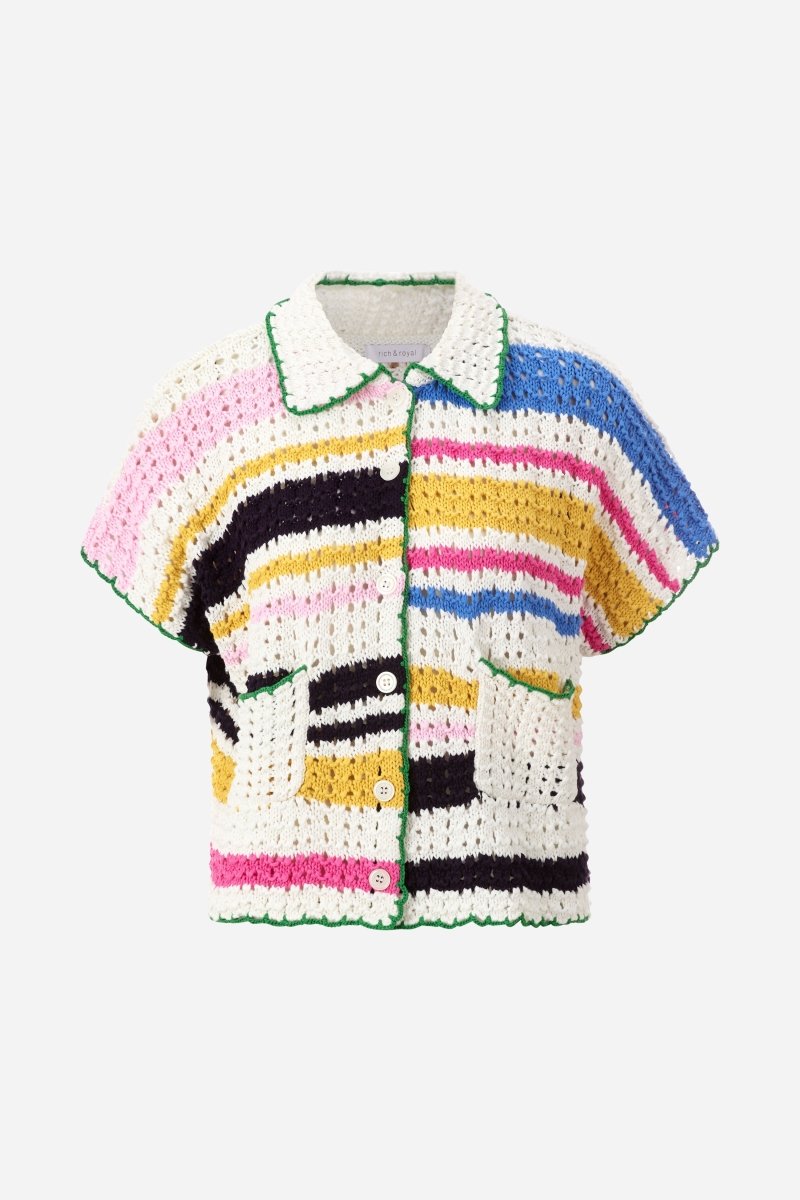 Buntes Häkelshirt mit Knöpfen-Rich & Royal