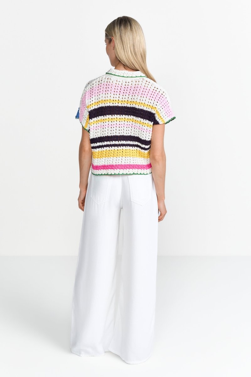 Buntes Häkelshirt mit Knöpfen-Rich & Royal