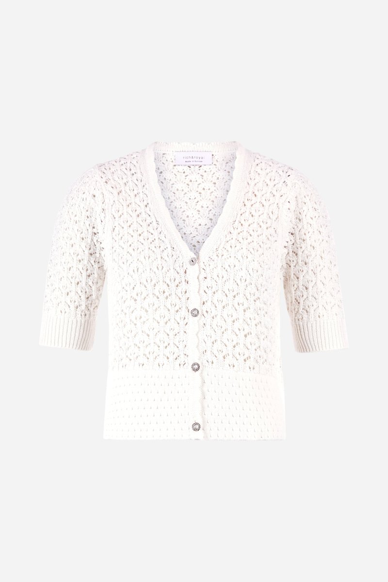 Ajour-Strickjacke mit Knöpfen-Rich & Royal