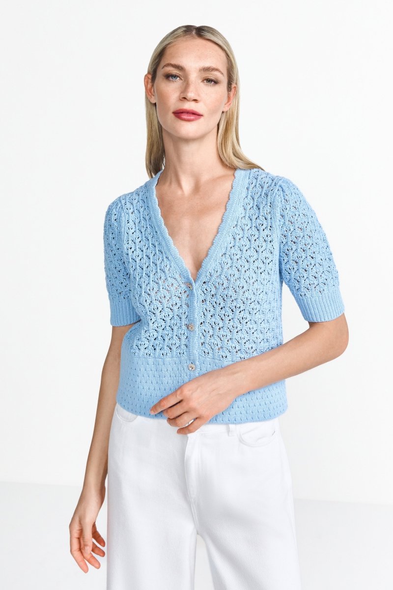 Ajour-Strickjacke mit Knöpfen-Rich & Royal