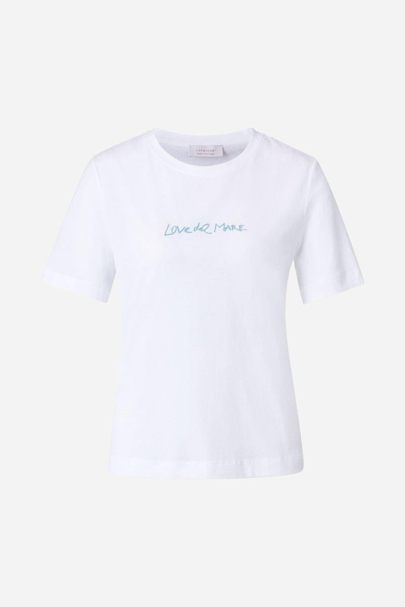 Weißes T-Shirt mit Strass-Schriftzug-Rich & Royal