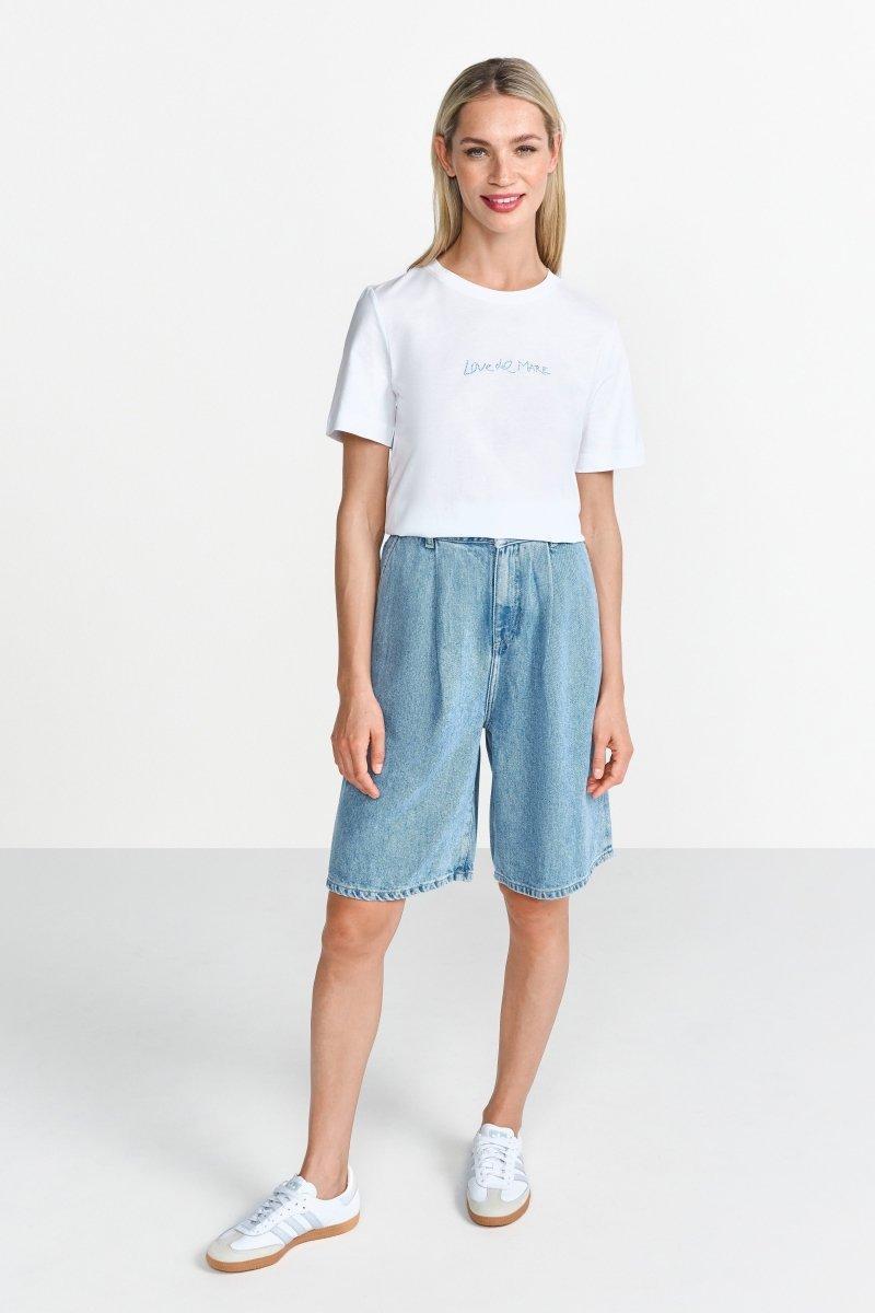 Weißes T-Shirt mit Strass-Schriftzug-Rich & Royal