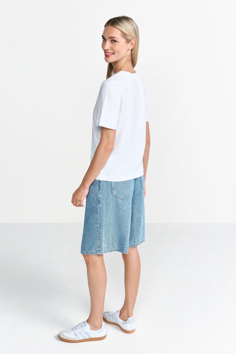 Weißes T-Shirt mit Strass-Schriftzug-Rich & Royal