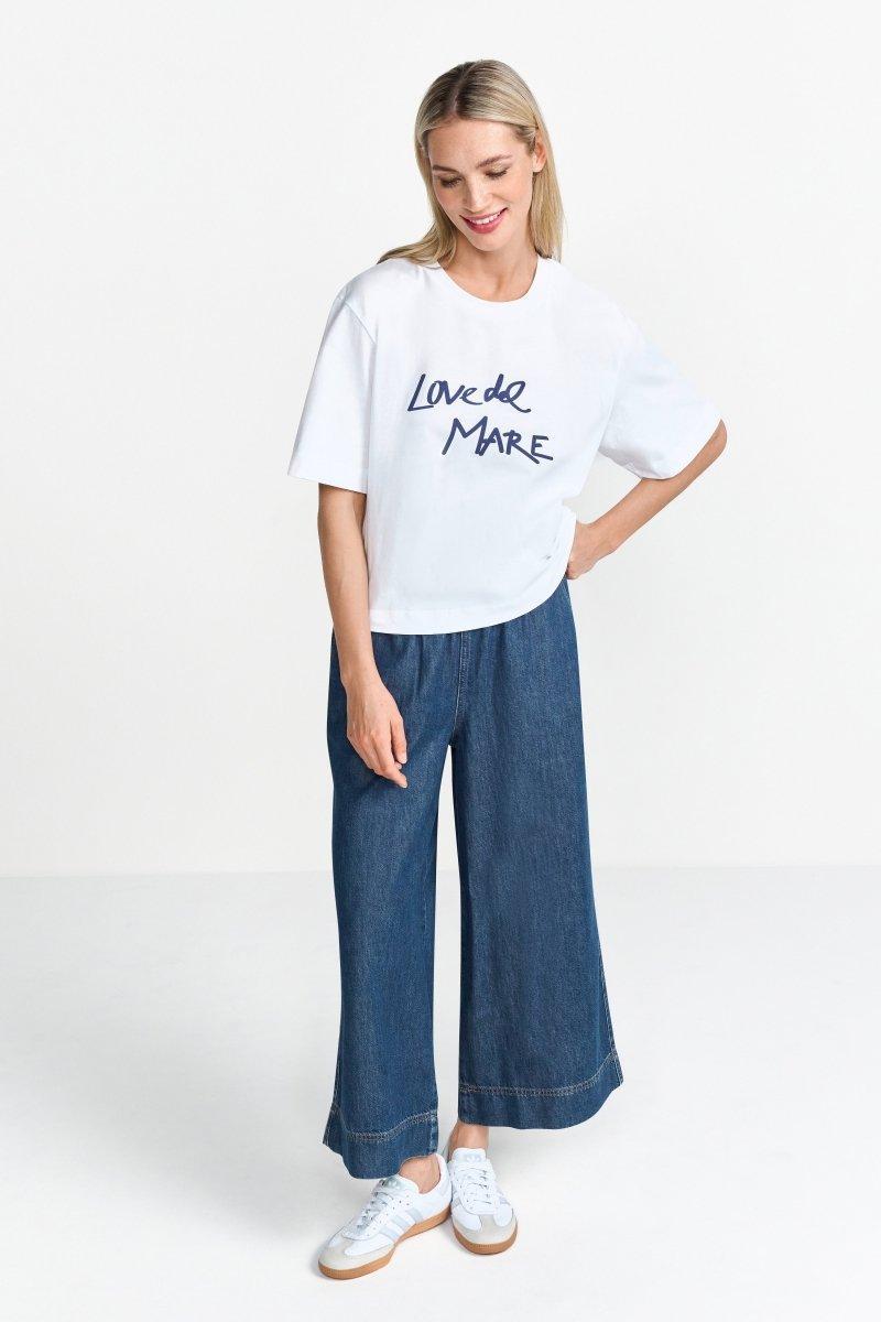 Weißes Oversized T-Shirt mit Print-Rich & Royal