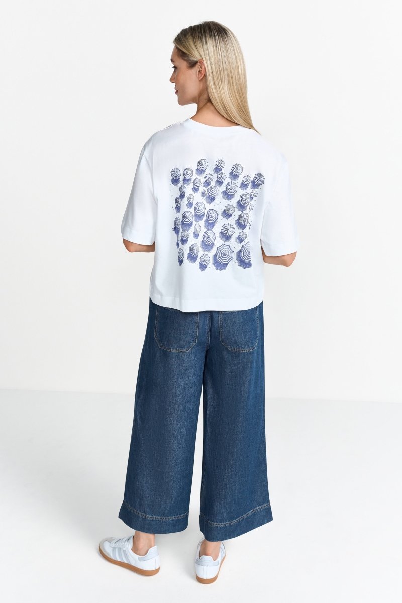 Weißes Oversized T-Shirt mit Print-Rich & Royal