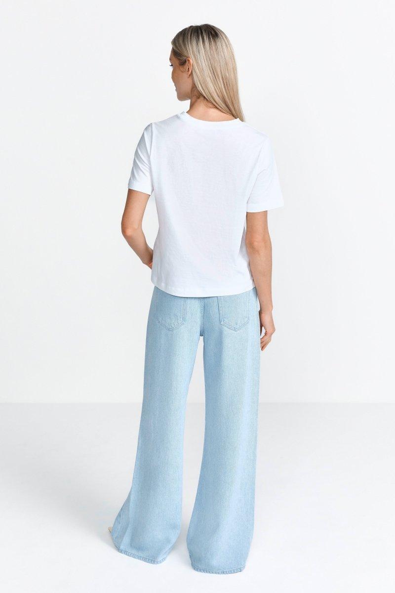 Weißes T-Shirt mit Print und Strass-Rich & Royal