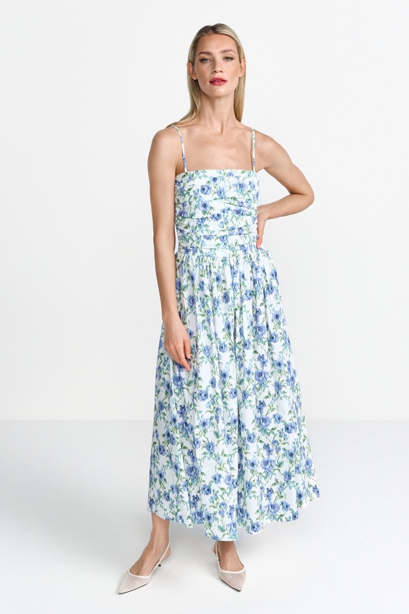 Florales Midikleid mit Spaghettiträgern-Rich & Royal
