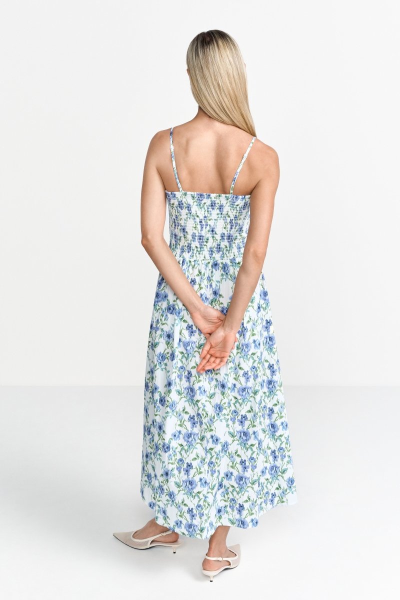 Florales Midikleid mit Spaghettiträgern-Rich & Royal