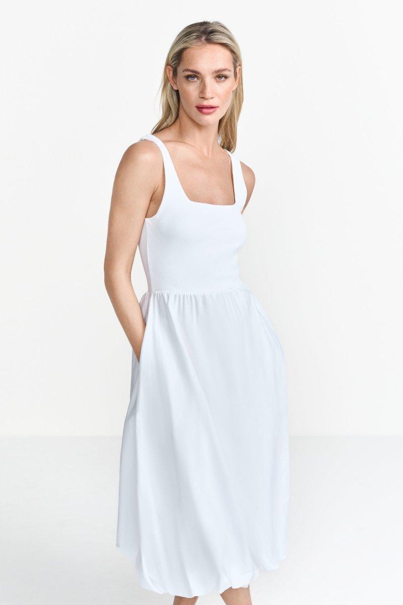Weißes Midikleid mit Eingrifftaschen-Rich & Royal