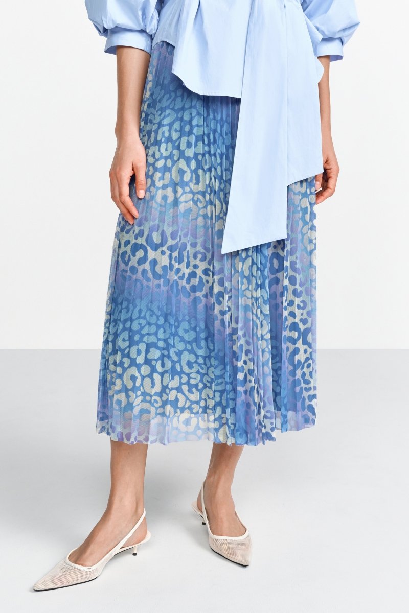 Plissierter Midirock mit Leo-Print-Rich & Royal