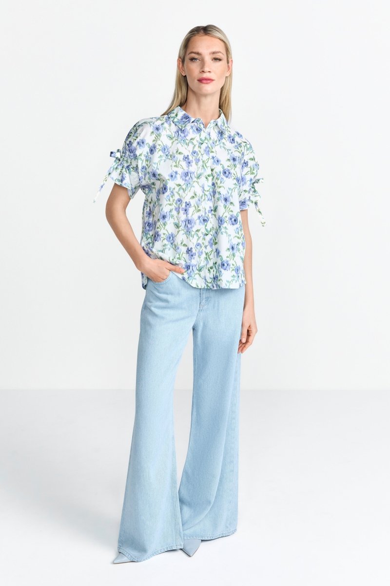 Weiße Bluse mit Blumenmuster-Rich & Royal