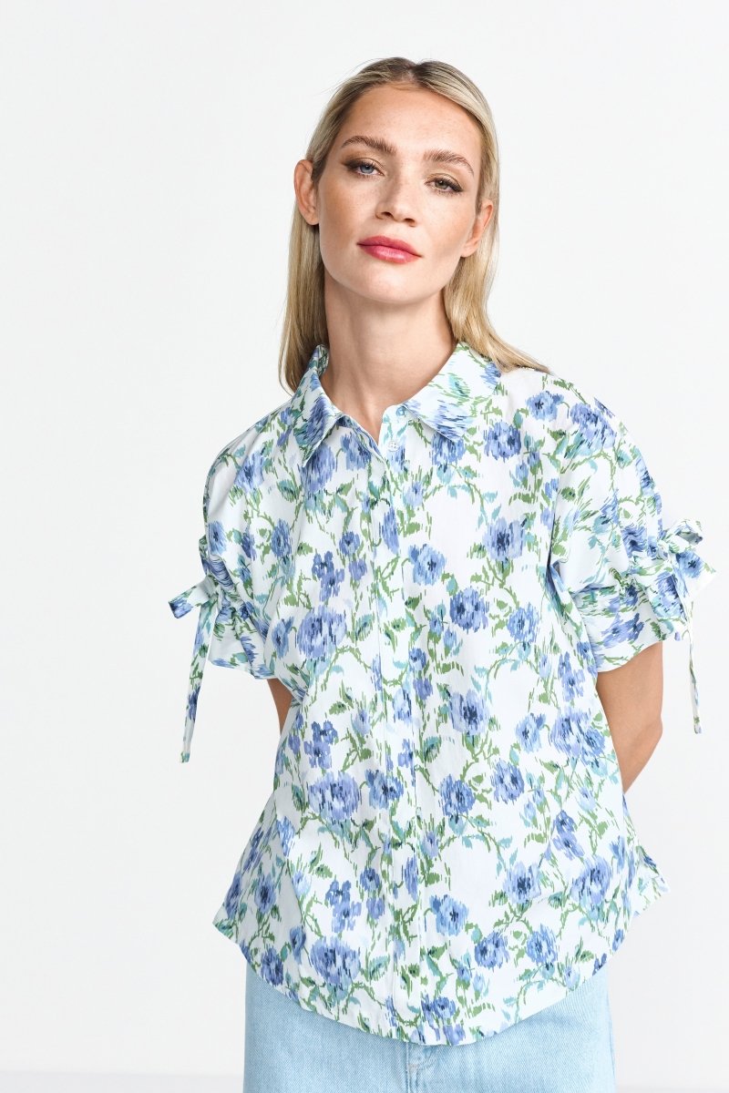 Weiße Bluse mit Blumenmuster-Rich & Royal