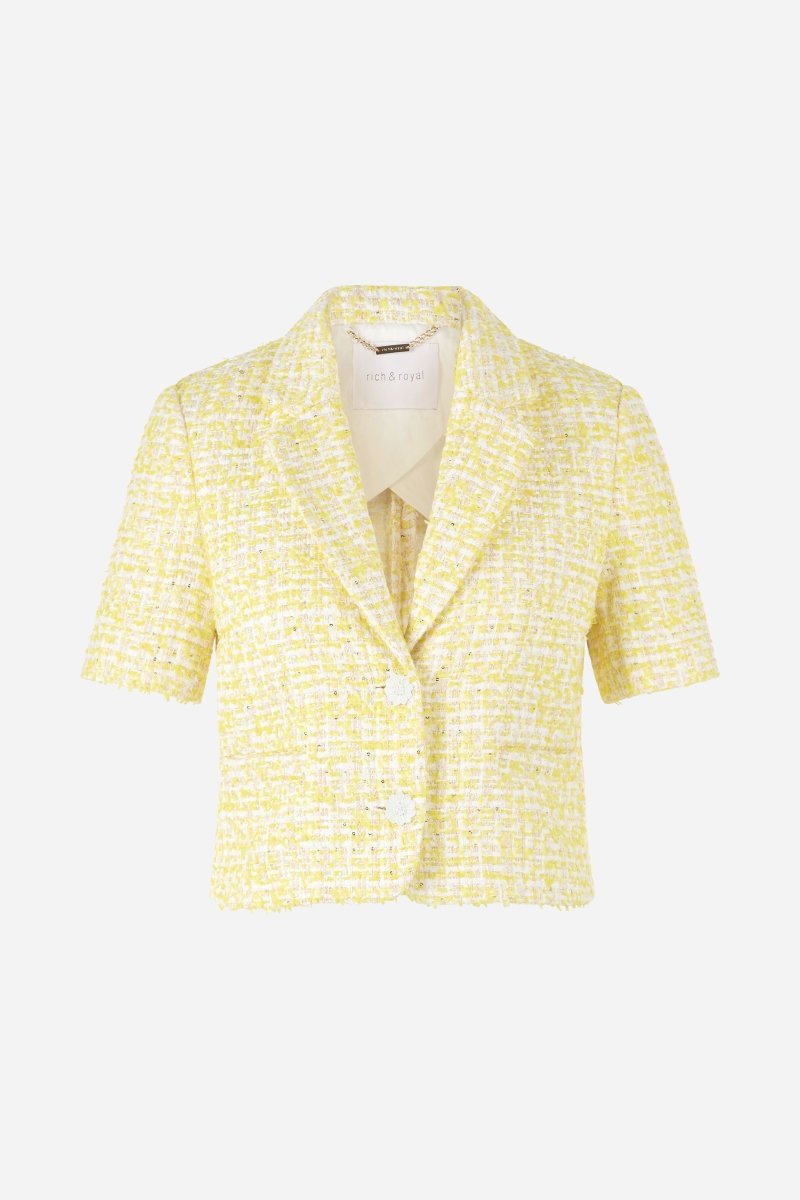 Kurzarm-Jacke aus gelbem Bouclé-Rich & Royal