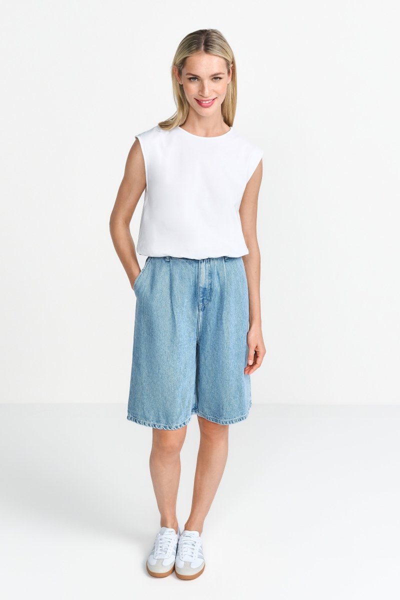 Denim-Bermudashorts mit Bundfalten-Rich & Royal