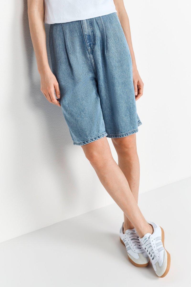 Denim-Bermudashorts mit Bundfalten-Rich & Royal