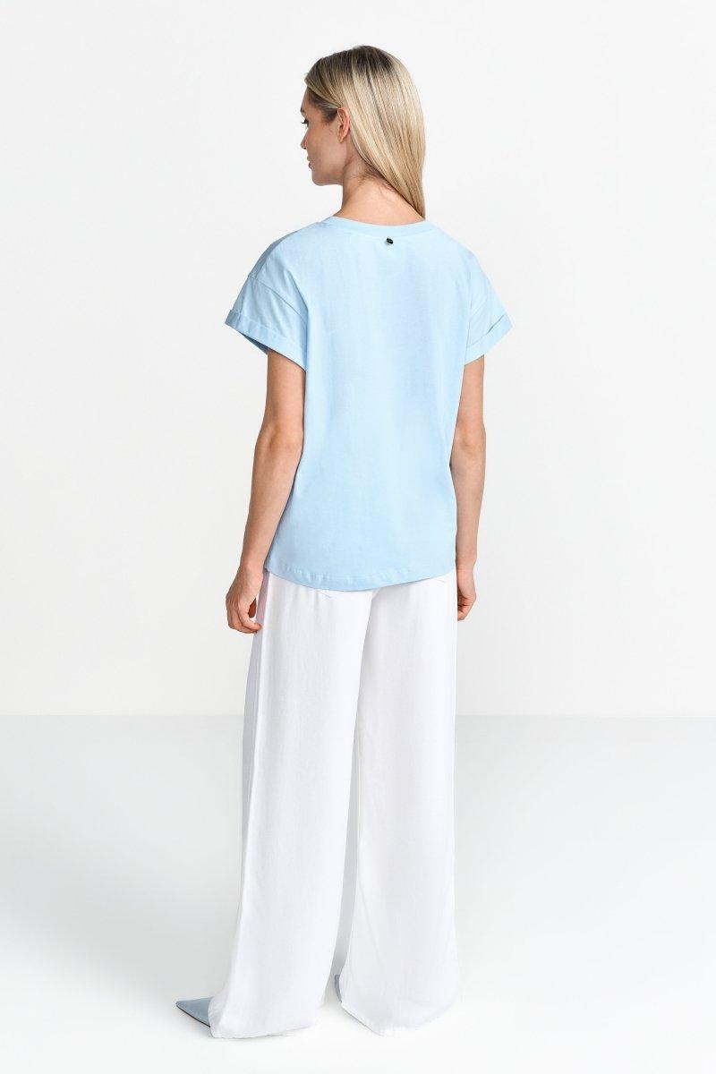 Hellblaues T-Shirt mit Stickerei-Rich & Royal