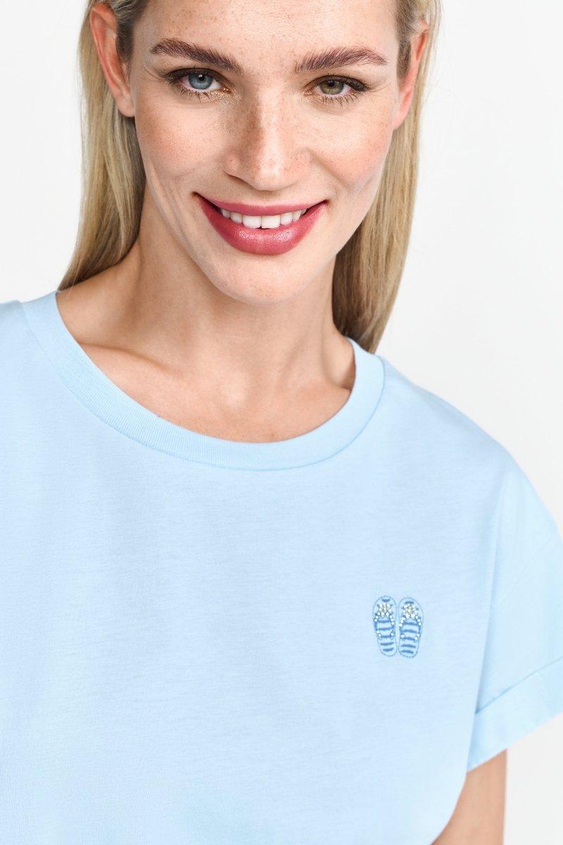 Hellblaues T-Shirt mit Stickerei-Rich & Royal