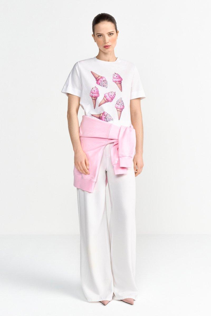 T-Shirt mit strassverziertem Print-Rich & Royal
