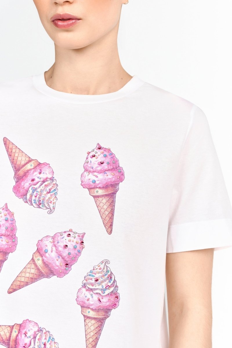T-Shirt mit strassverziertem Print-Rich & Royal