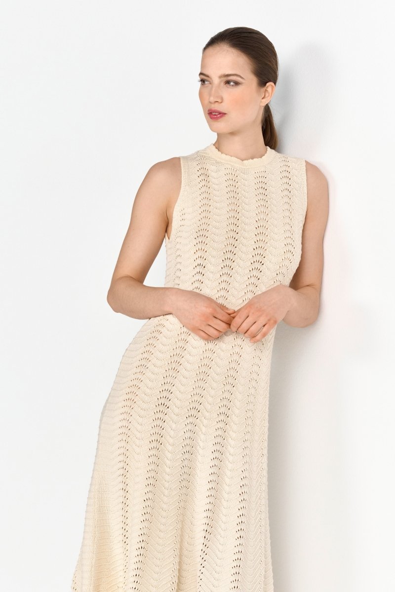Ärmelloses Strickkleid mit Ajourmuster-Rich & Royal