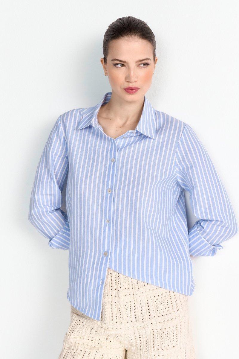 Gestreifte Hemdbluse in Hellblau-Rich & Royal