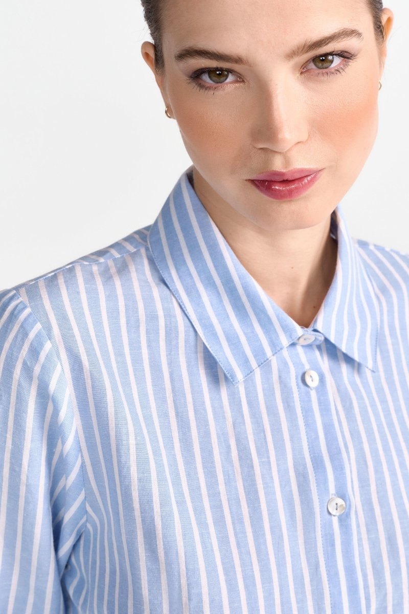 Gestreifte Hemdbluse in Hellblau-Rich & Royal