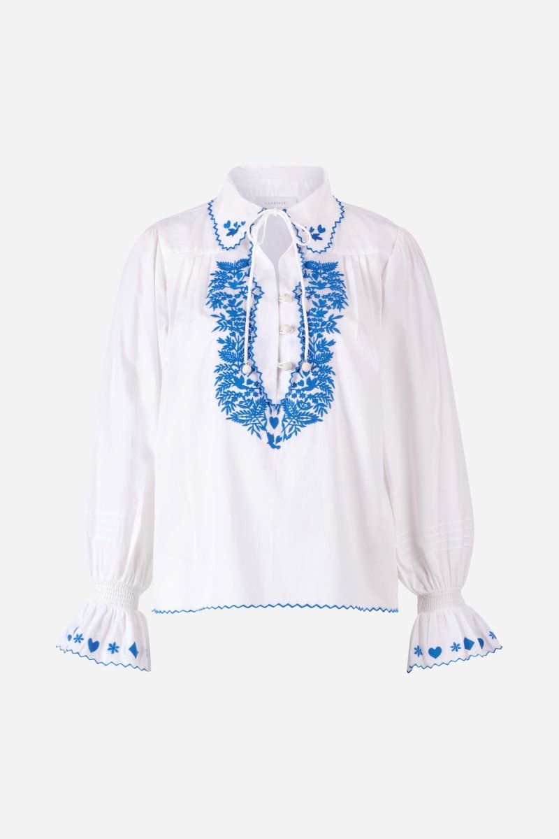 Bestickte Bluse mit Bindekragen-Rich & Royal