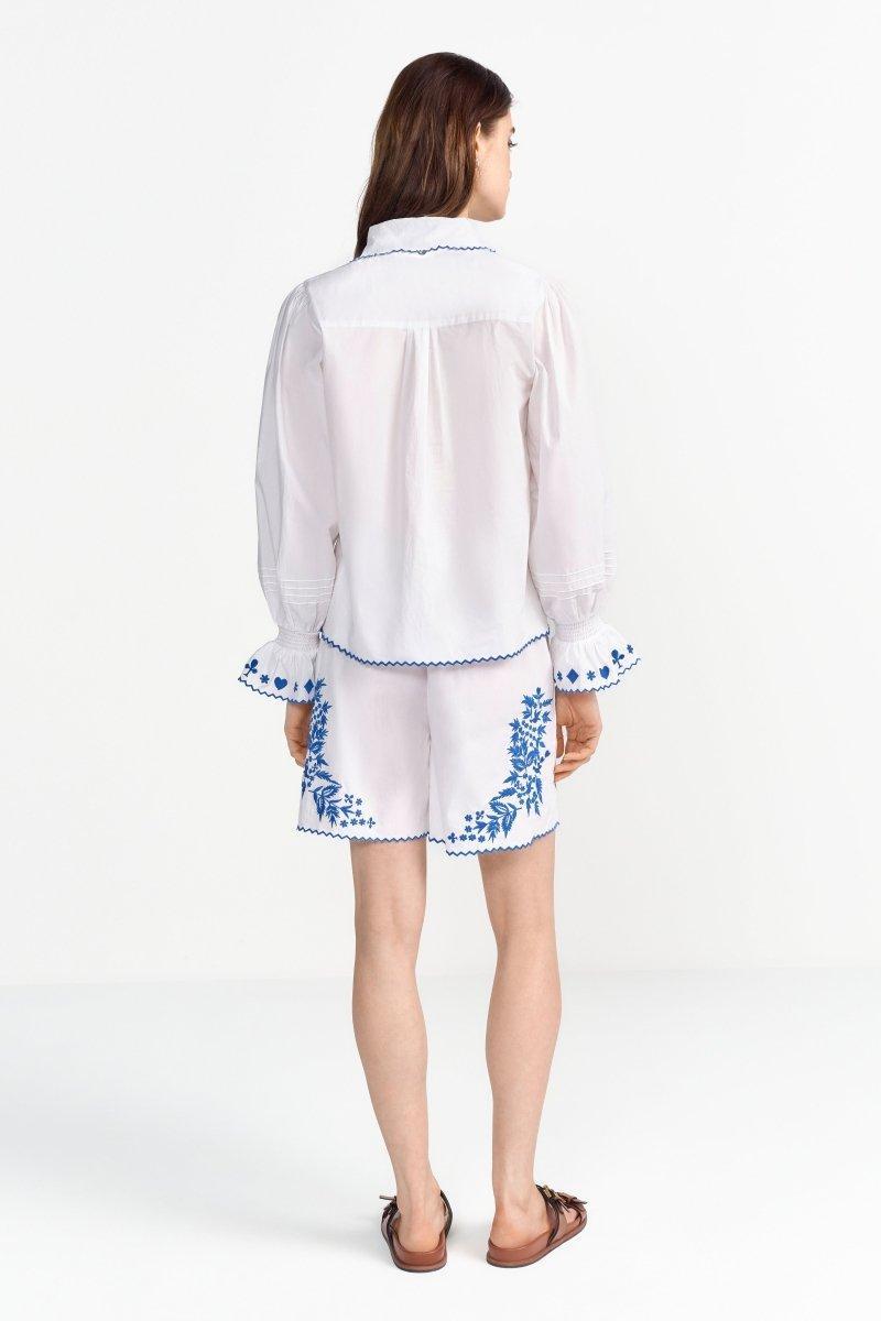 Bestickte Bluse mit Bindekragen-Rich & Royal