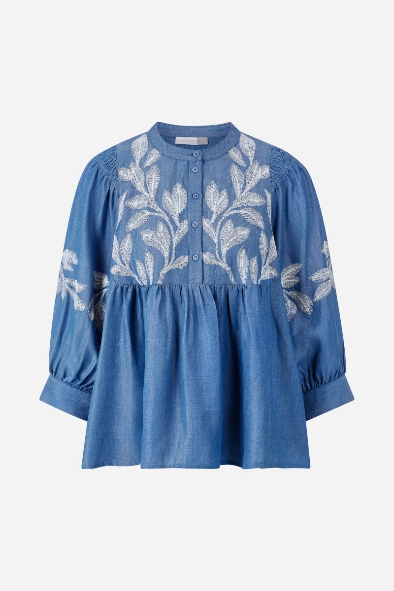 Denim-Bluse mit Stickerei-Rich & Royal