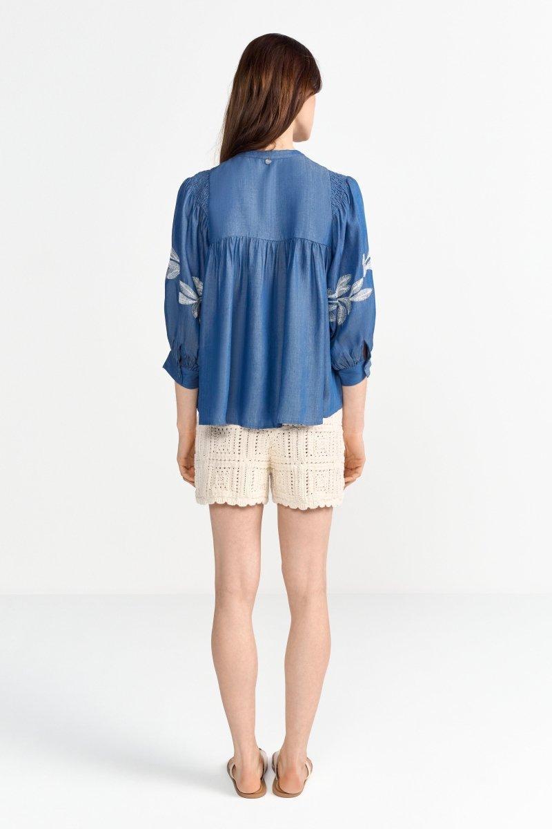 Denim-Bluse mit Stickerei-Rich & Royal