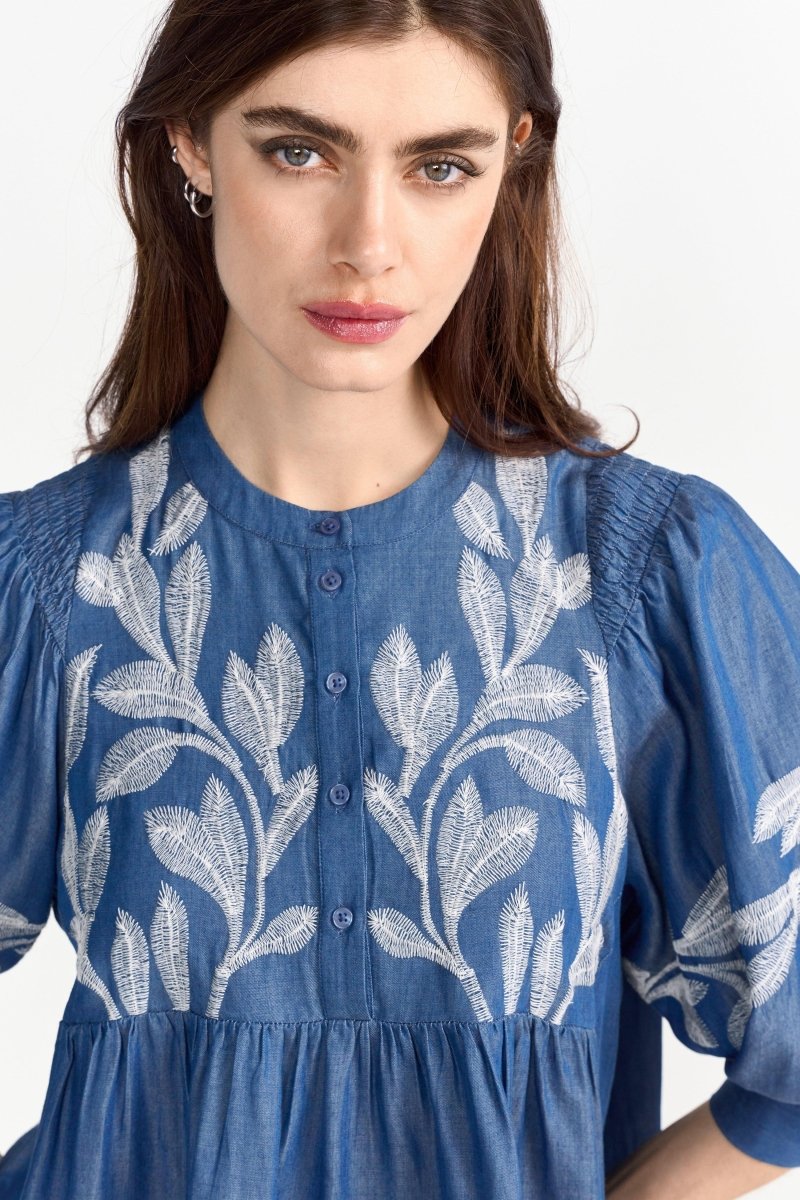 Denim-Bluse mit Stickerei-Rich & Royal