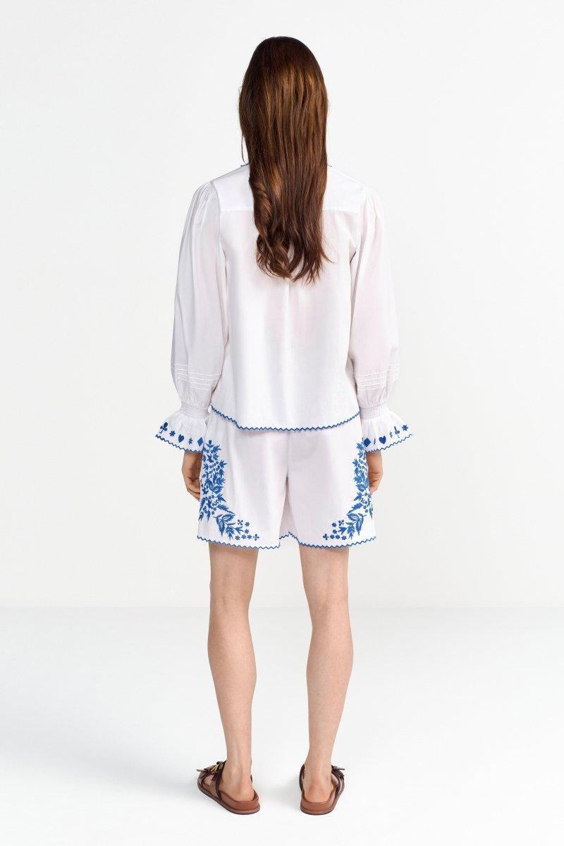 Weiße Shorts mit Stickerei-Rich & Royal