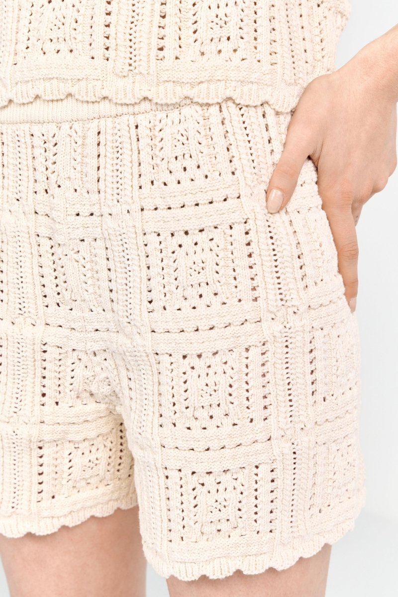 Häkelshorts aus Baumwollstrick-Rich & Royal