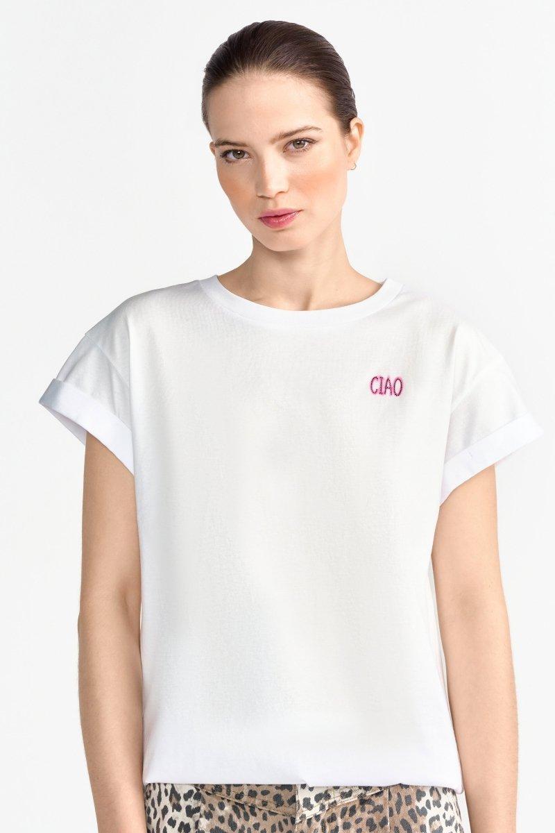 Weißes T-Shirt mit Schriftzug-Rich & Royal