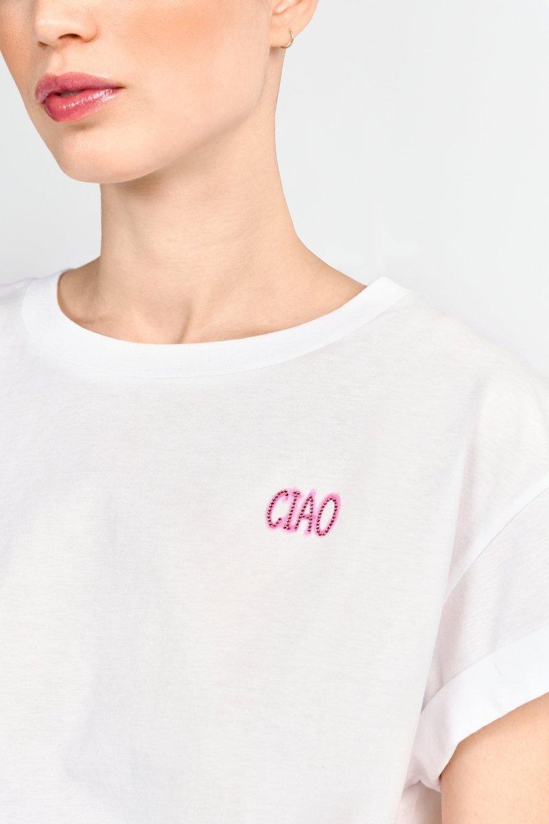 Weißes T-Shirt mit Schriftzug-Rich & Royal