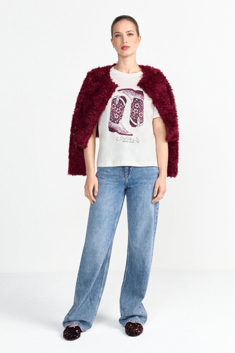 Weißes T-Shirt mit Print-Rich & Royal