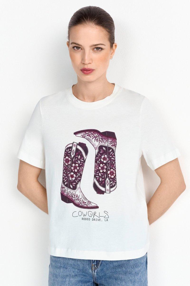 Weißes T-Shirt mit Print-Rich & Royal