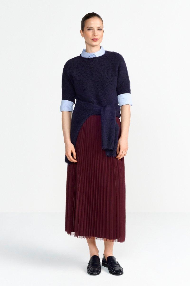 Plissierter Midirock in Bordeaux-Rich & Royal